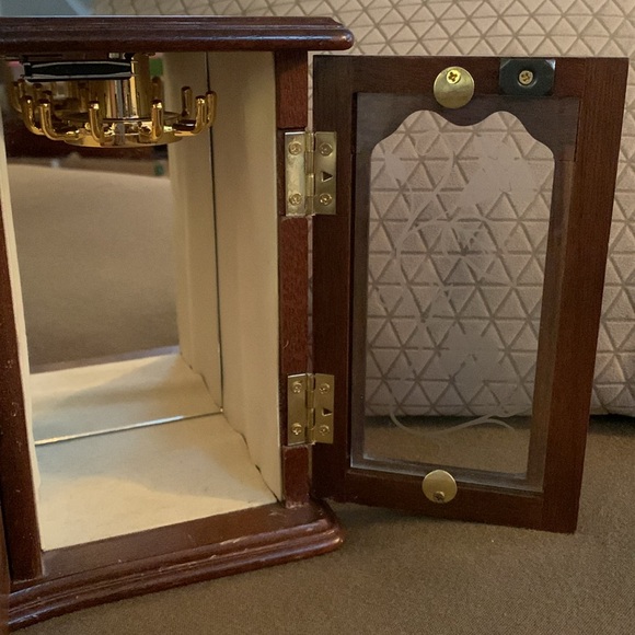 Brown Wooden Jewelry Box with Mirror - Picture 3 of 7